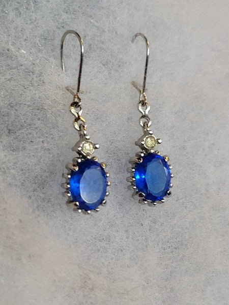 Caribbean Blue Crystal  Earings Circa 1960s