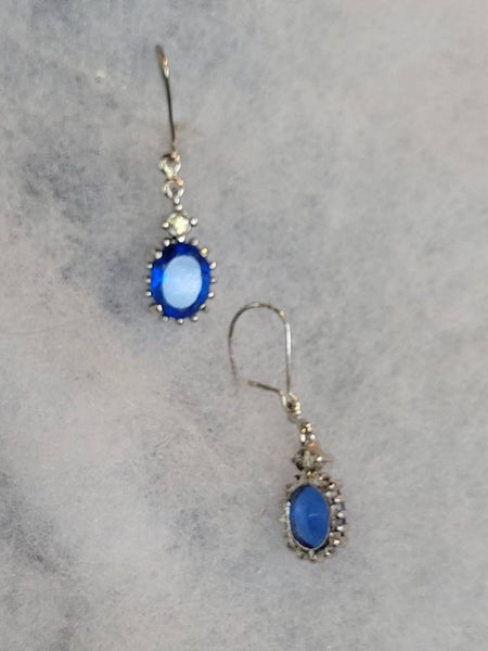 Caribbean Blue Crystal  Earings Circa 1960s