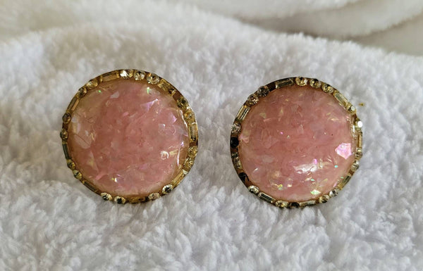 Coro Sparkling Pink Confetti 1950s Earrings