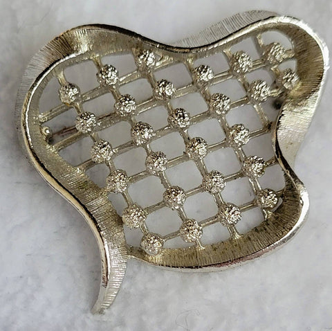 Coro Silver Net Vintage Brooch