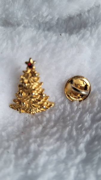 Golden VintageTree Tack Pin