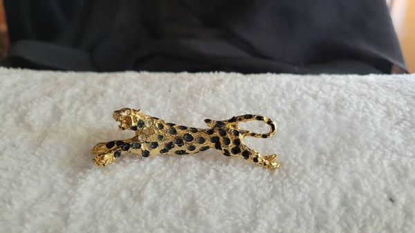 Deco Delight Golden Lepoard & Rhinestone Sensational Pin...(seen listed as Cartier Costume)