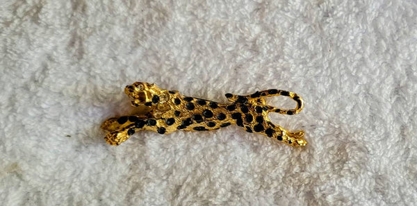 Deco Delight Golden Lepoard & Rhinestone Sensational Pin...(seen listed as Cartier Costume)