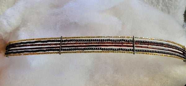 Browns Beige Blue Seed Bead Choker