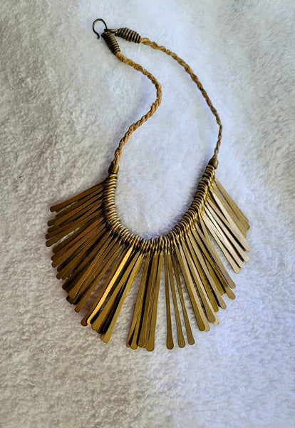 Egyptian Revival Collection Hand-tied Brass Necklace Circa 80s