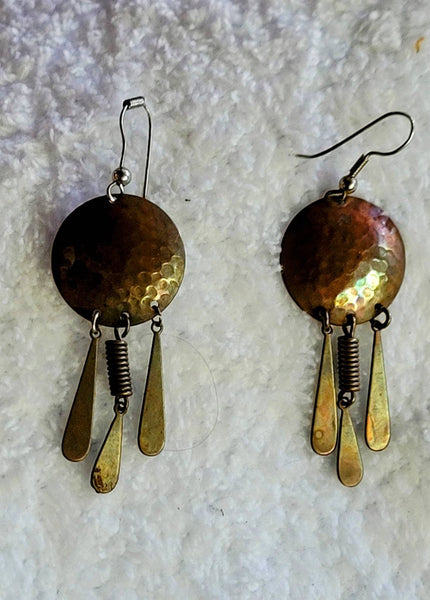 Egyptian Revival EarwearVintage Hamered Brass Bobs