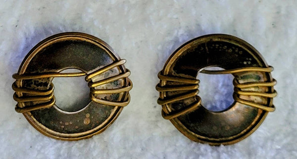 Egyptian Revival Disc Earrings Vintage 70s