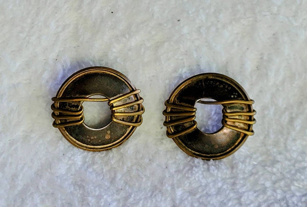 Egyptian Revival Disc Earrings Vintage 70s