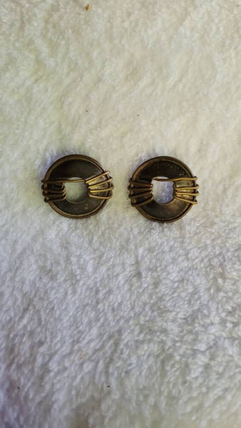 Egyptian Revival Disc Earrings Vintage 70s