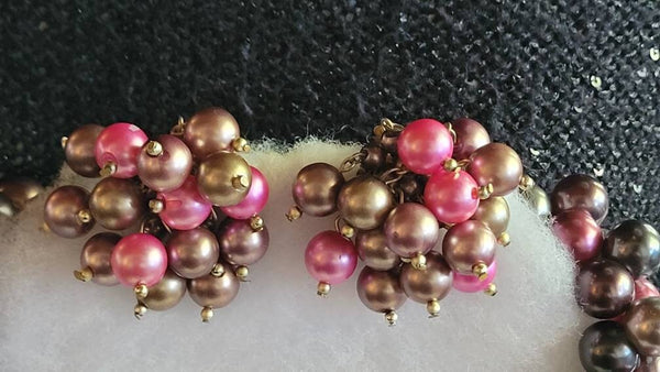 Bubbly Champagne Tre Strand Fabulous Fifties Purare Necklace Earrings