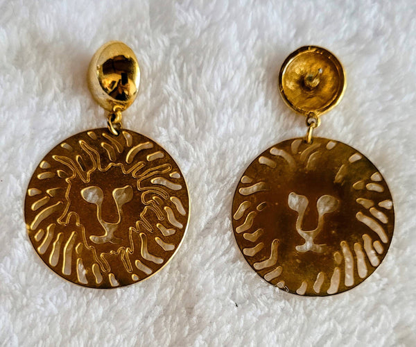 Anne Kline 1990s Gold Lion Statement Earwear