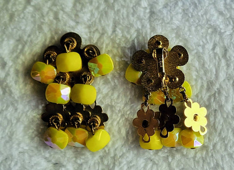 Vintage VOUGE..! Iridescent Yellow Clips  70s Cool...