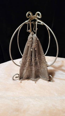 Antique 1920 Silver Drawstring  Art Deco Bag Beautiful Condition