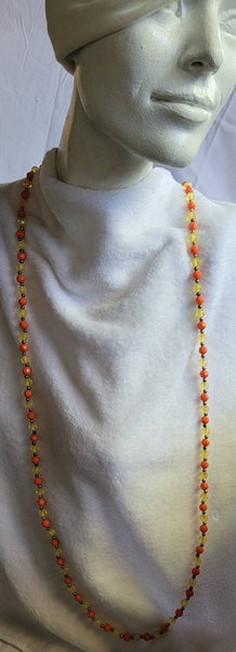 Roaring 20s Deco Delite Fab Orange & Yellow Flapper 48 in Strand Necklace