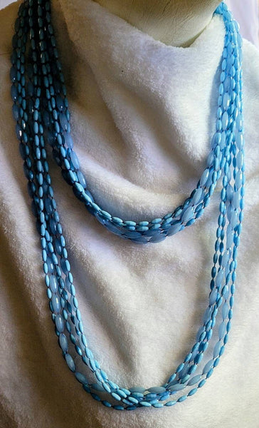 Baby Blues 1920s Style Flapper Necklace 1950s Beads