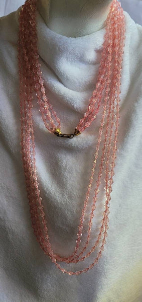 Roaring 20s Pastel Pinks Flapper Necklace in the 1950s...  50in Fun & Fab!
