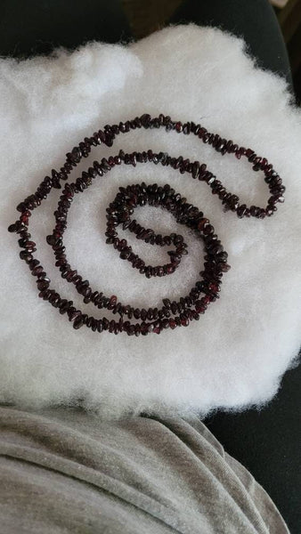 Gorgeous Rich Garnet Chips Vintage Strand Necklace 30 in
