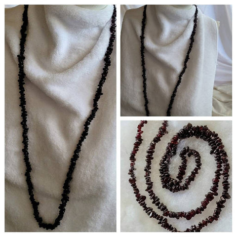 Gorgeous Rich Garnet Chips Vintage Strand Necklace 30 in