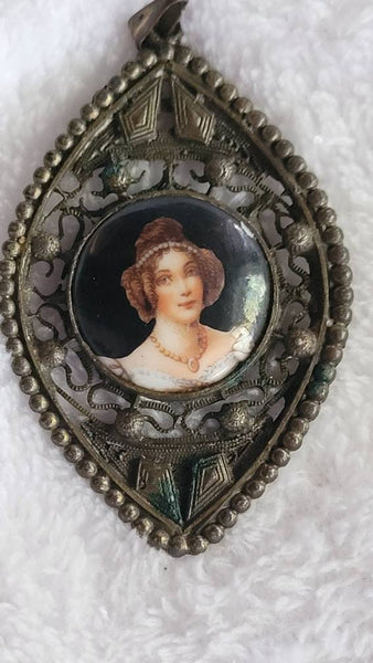 Turn of the Century Czechoslovakian Antique Pendant Victorian Nouveau Delight signed