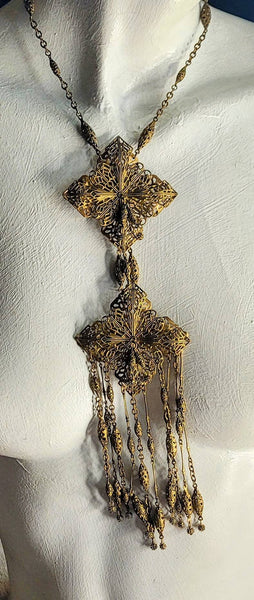 Nouveau Turn of the Century Brass NeckArt Intricate Filligree Magic