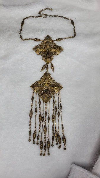Nouveau Turn of the Century Brass NeckArt Intricate Filligree Magic