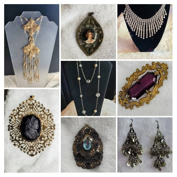 Nouveau Turn of the Century Brass NeckArt Intricate Filligree Magic