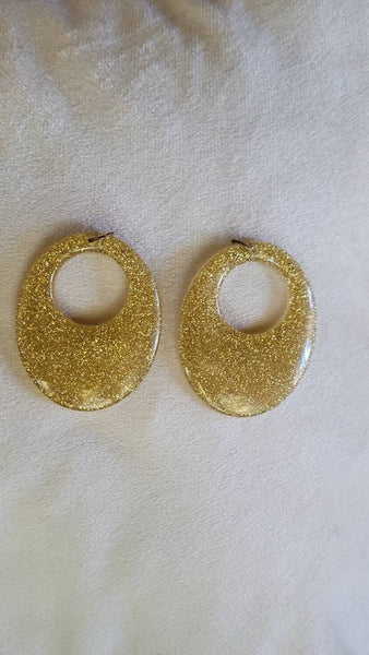 Sensational Sixties Sparkle Lucite Earrings Statement Size