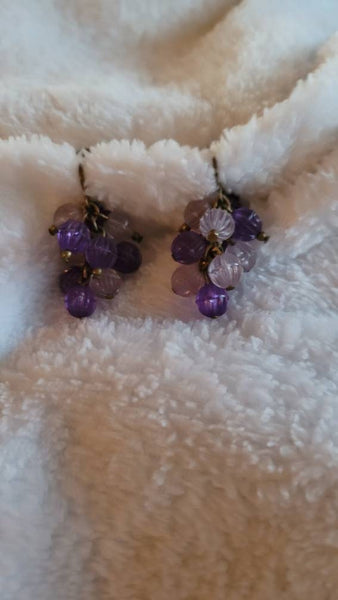 40s Fabulous Frosted Scored Grape Cluster Screwback Earrings Cheers..!