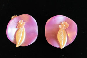 Vintage Fantastic Plastic Purple with Petite Pearl Earrings