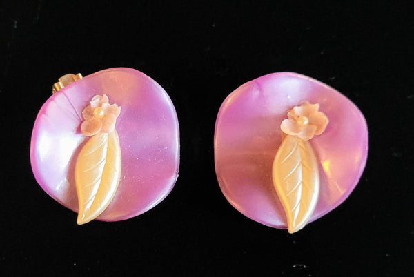 Vintage Fantastic Plastic Purple with Petite Pearl Earrings