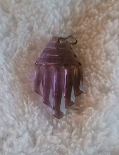 Spells Art Deco Design Delight in Rich Purle Glass. Pendant choice of Vintage Chain.