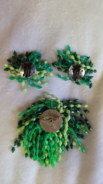 Shades of Green Fireworks  3 Piece Parure Pin Sizzling Sixties Explosion