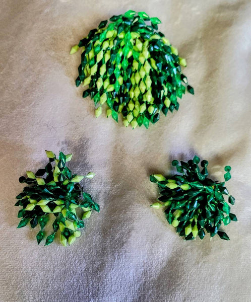 Shades of Green Fireworks  3 Piece Parure Pin Sizzling Sixties Explosion