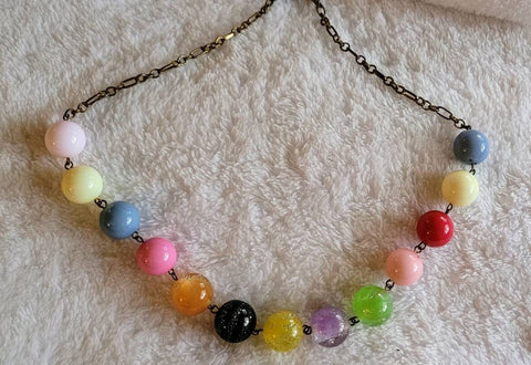 ☆Sold ☆80s Glitter Gumball Necklace PoP goes the Color Versitile Vintage at its Best
