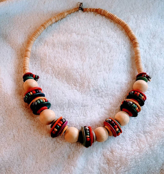 Fab Fun !Beaded Wodden  Multicolored Necklace