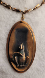 Copper Howling Wolf Pendant with Copper Twist Chain