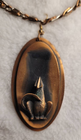 Copper Howling Wolf Pendant with Copper Twist Chain