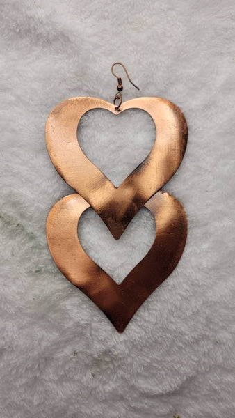 Cool Copper Hearts Statement Earwear 3 by 3