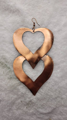 Cool Copper Hearts Statement Earwear 3 by 3