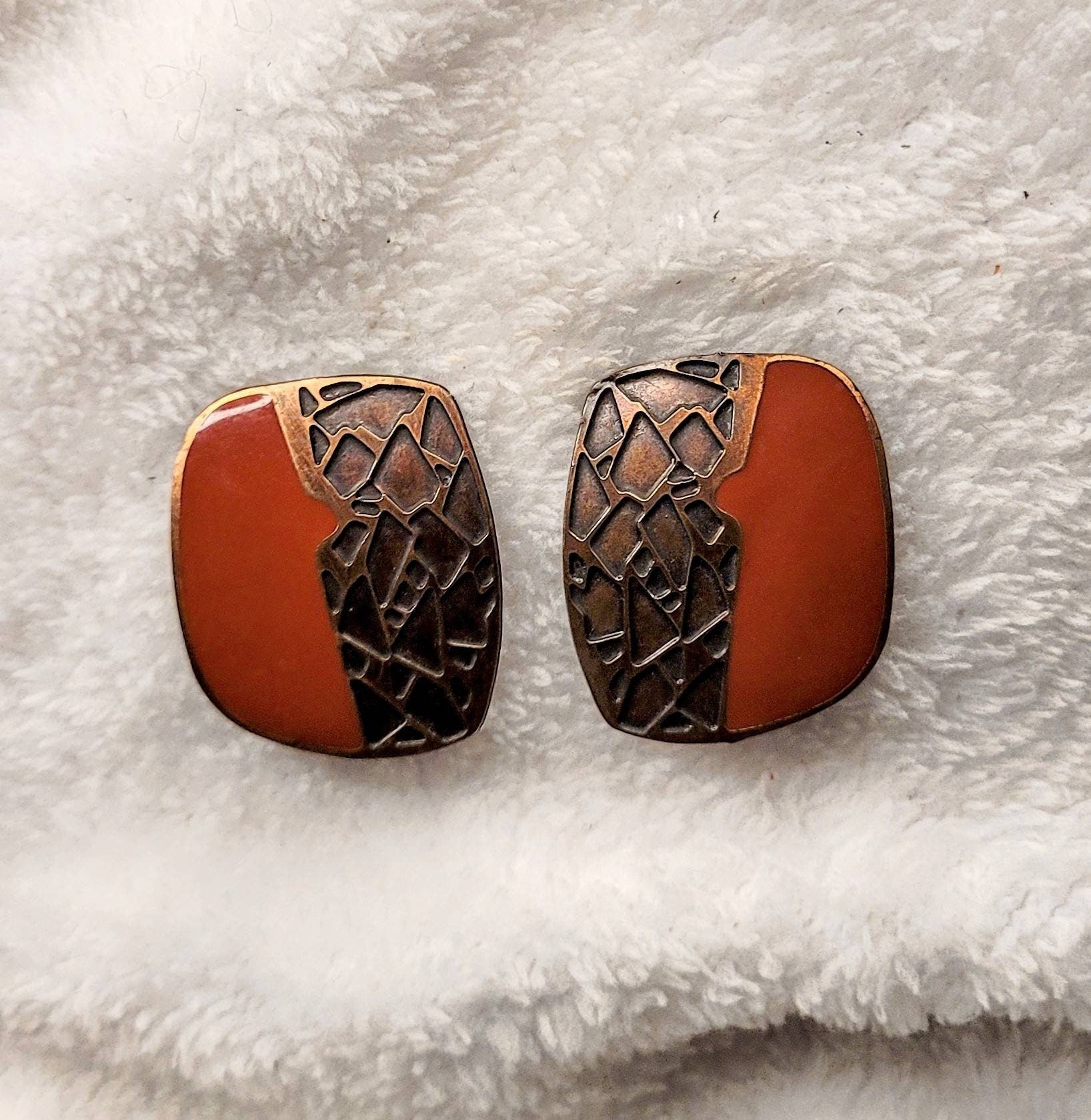 Cool Copper  Enamal Blend in Vintage Earrings