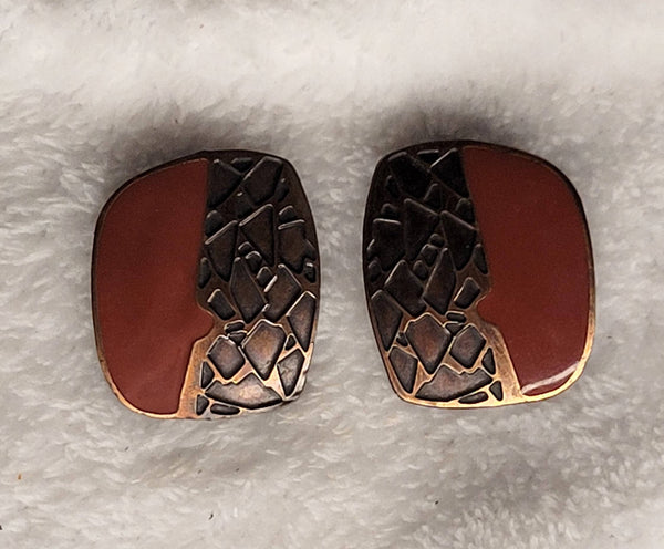 Cool Copper  Enamal Blend in Vintage Earrings