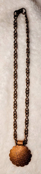 Cool Copper Vintage  Metal Chain with Inticatly Scrooled 1.5 inch Disc