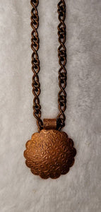 Cool Copper Vintage  Metal Chain with Inticatly Scrooled 1.5 inch Disc