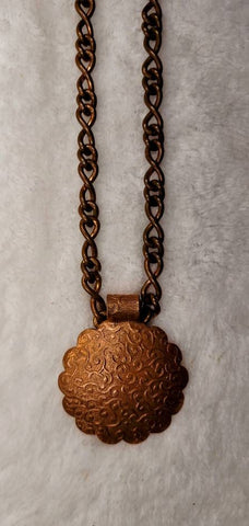 Cool Copper Vintage  Metal Chain with Inticatly Scrooled 1.5 inch Disc