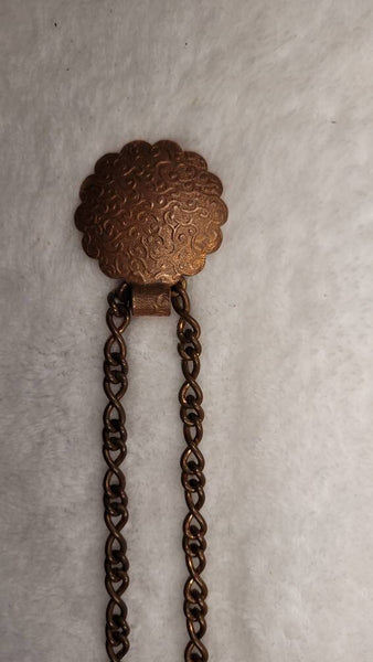 Cool Copper Vintage  Metal Chain with Inticatly Scrooled 1.5 inch Disc