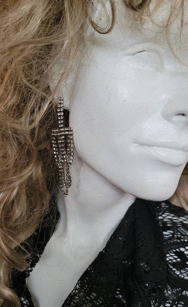 1980s Scalloped Rhinestone Brilliant Dusters  3+ inch