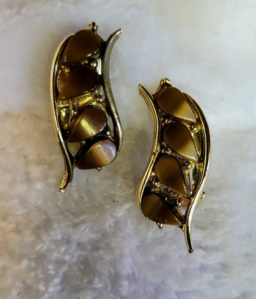 Brown Thermoset With Gold Earrings 1950s