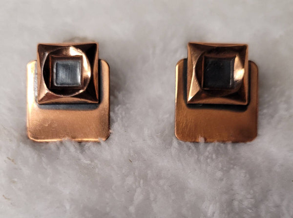 Renoir 1950s Copper Squared and Tiered Earrings Vintage Treasures