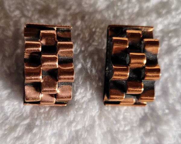 Renoir Copper Earrings 1950s Creations Calif.. Geo Waves..!