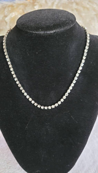 Dazzling Diamante Necklace Solo Strand of Sparkling  Crystal Rhinestones 1950 Vintage